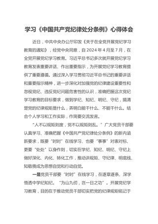 学习《中国共产党纪律处分条例》心得体会 (3)