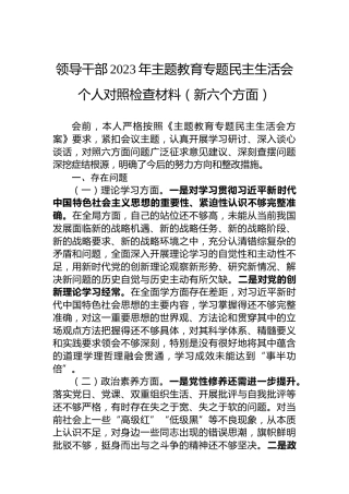 领导干部2023年主题教育专题民主生活会个人对照检查材料（新六个方面） (2)