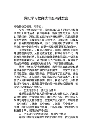 党纪学习教育读书班研讨发言
