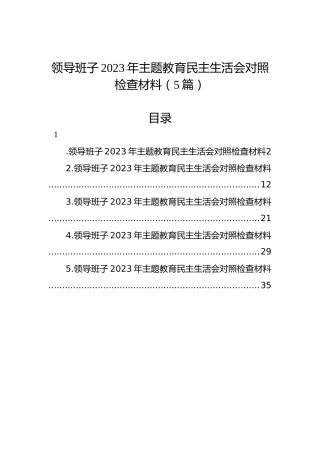 领导班子2023年主题教育民主生活会对照检查材料（5篇）