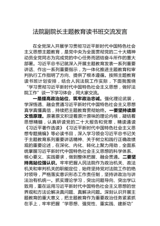法院副院长主题教育读书班交流发言