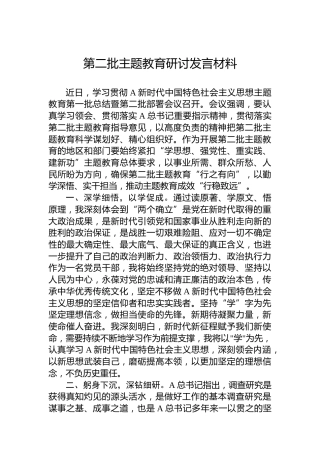 第二批主题教育研讨发言材料
