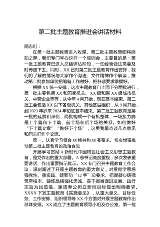 第二批主题教育推进会讲话材料