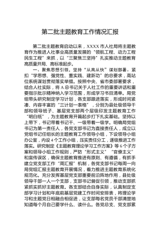 第二批主题教育工作情况汇报