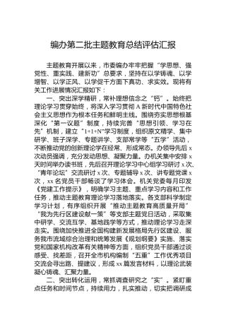 编办第二批主题教育总结评估汇报