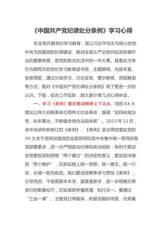 《中国共产党纪律处分条例》学习心得（3）