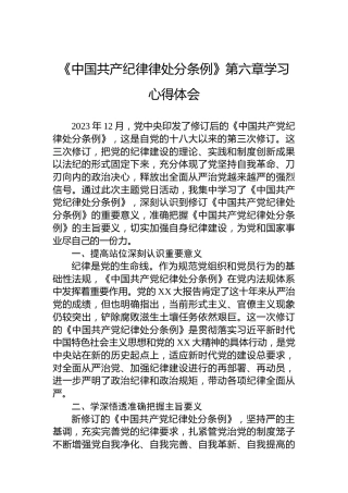 《中国共产党纪律处分条例》第六章学习心得体会 (2)