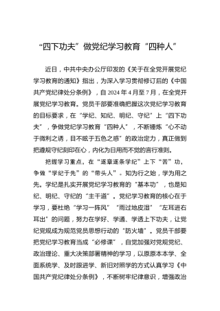 “四下功夫”做党纪学习教育“四种人”