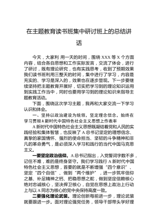 在主题教育读书班集中研讨班上的总结讲话