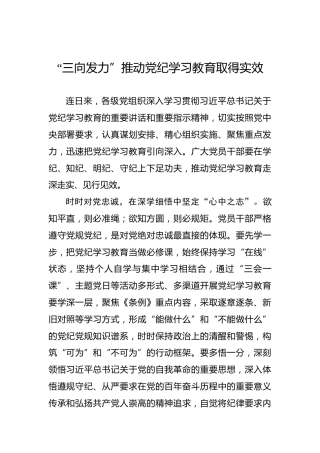 “三向发力”推动党纪学习教育取得实效
