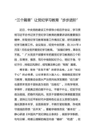 “三个篇章”让党纪学习教育“步步进阶”