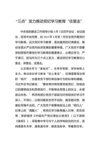 “三点”发力推动党纪学习教育“往里走”