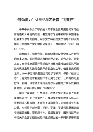 “铆劲蓄力”让党纪学习教育“向春行”