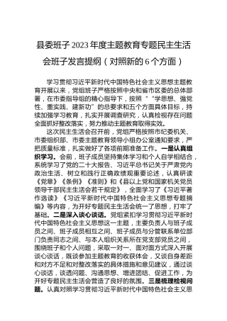 县委班子2023年度主题教育专题民主生活会班子发言提纲（对照新的6个方面） (2)