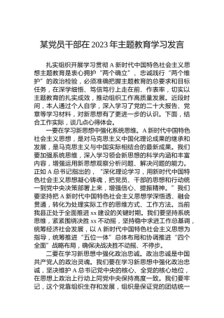 某党员干部在2023年主题教育学习发言