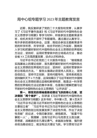 局中心组专题学习2023年主题教育发言