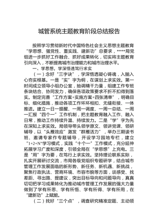 城管系统主题教育阶段总结报告