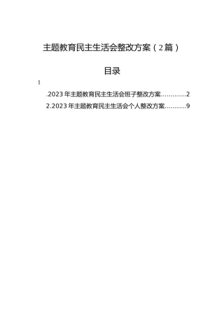 主题教育民主生活会整改方案（2篇）