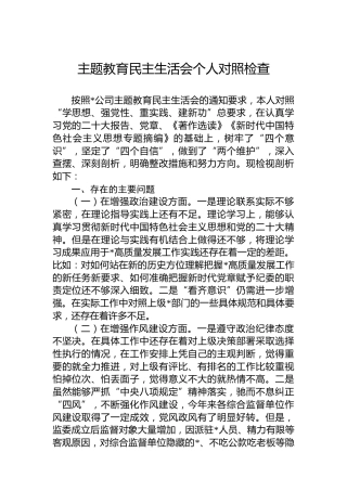 主题教育民主生活会个人对照检查