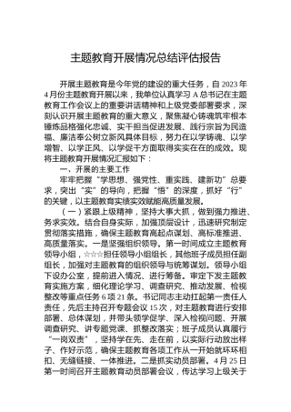 主题教育开展情况总结评估报告