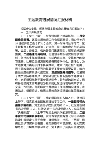 主题教育进展情况汇报材料