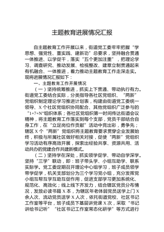 主题教育进展情况汇报