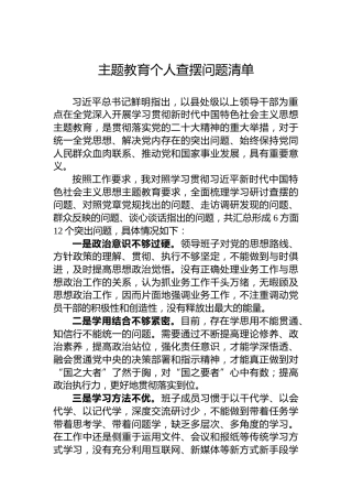 主题教育个人查摆问题清单