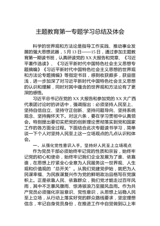 主题教育第一专题学习总结及体会