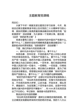 主题教育党课稿