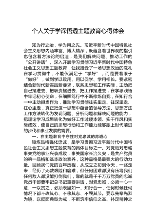 个人关于学深悟透主题教育心得体会