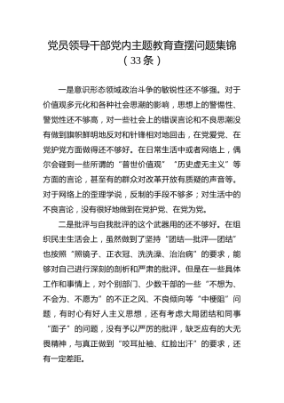党员领导干部党内主题教育查摆问题集锦（33条）