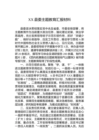 XX县委主题教育汇报材料