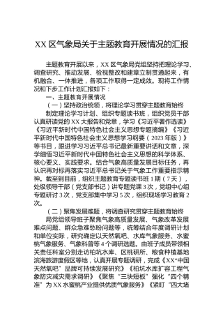 XX区气象局关于主题教育开展情况的汇报