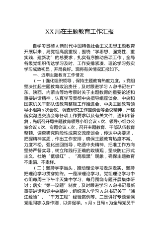 XX局在主题教育工作汇报