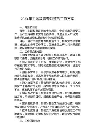 2023年主题教育专项整治工作方案