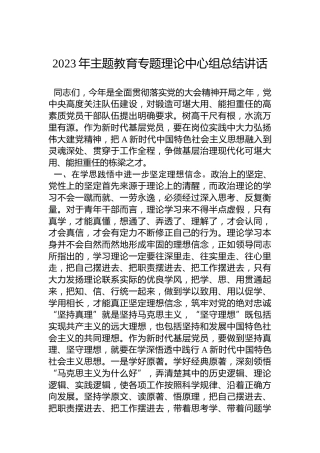 2023年主题教育专题理论中心组总结讲话