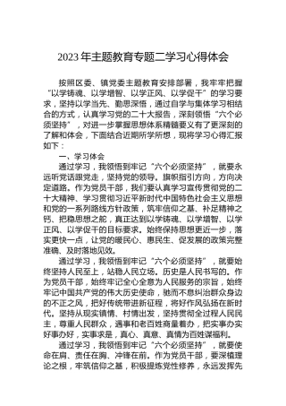 2023年主题教育专题二学习心得体会