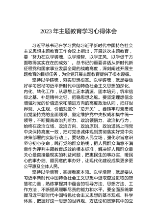 2023年主题教育学习心得体会（3）