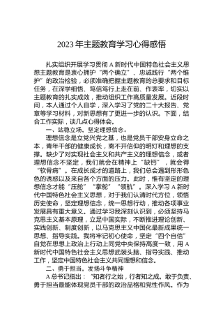2023年主题教育学习心得感悟