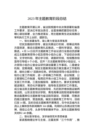 2023年主题教育阶段总结