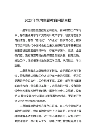2023年党内主题教育问题查摆
