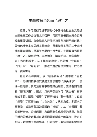 主题教育当起而“思”之