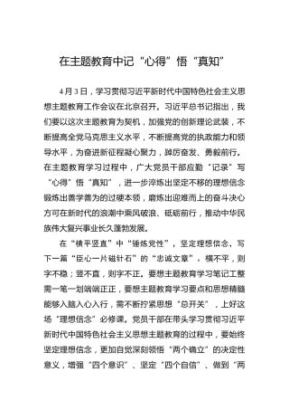 在主题教育中记“心得”悟“真知”