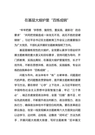 在基层大熔炉里“百炼成钢”