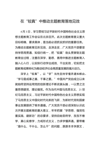 在“较真”中推动主题教育落地见效