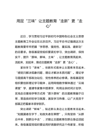 用足“三味”让主题教育“走新”更“走心”
