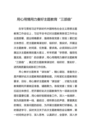 用心用情用力奏好主题教育“三部曲”