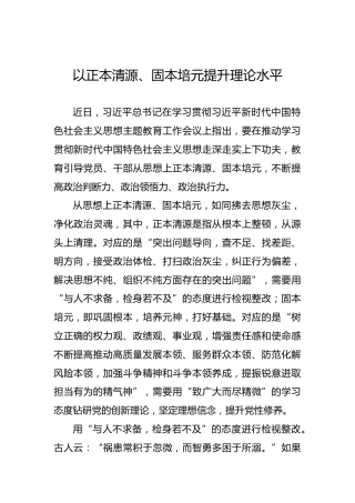 以正本清源、固本培元提升理论水平