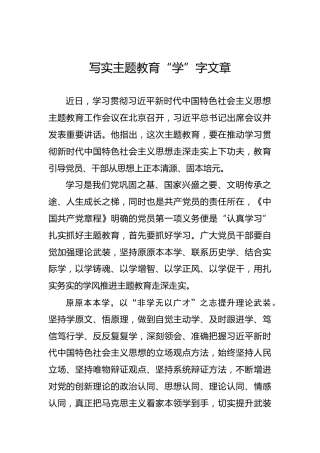 写实主题教育“学”字文章