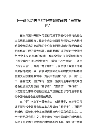 下一番苦功夫担当好主题教育的“三重角色”